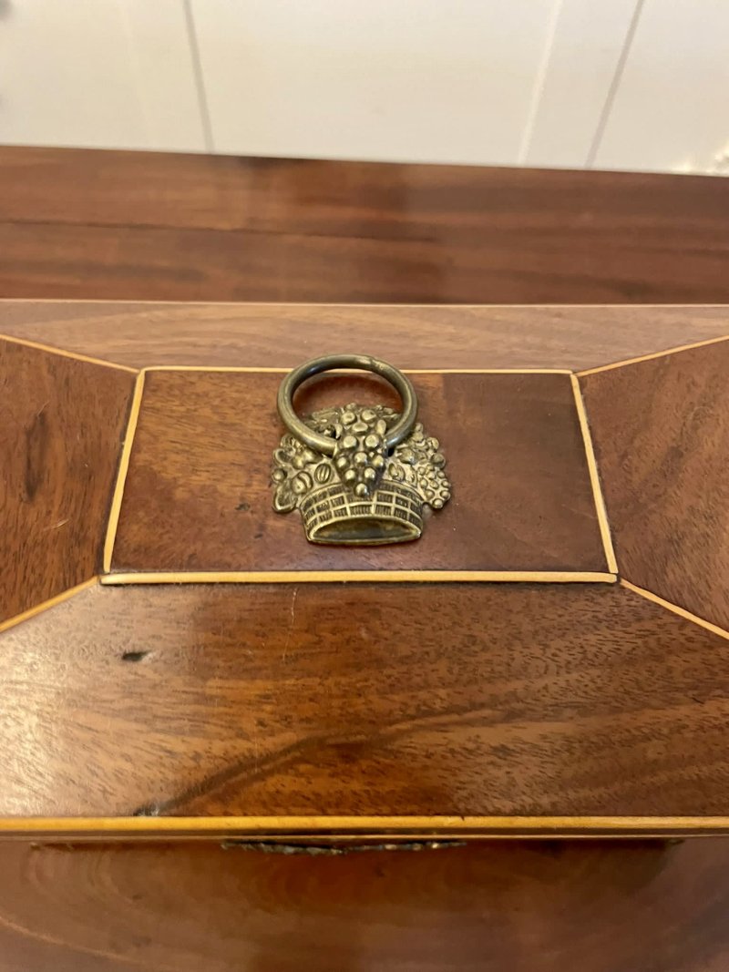 Antique Regency Quality Mahogany Inlaid Tea Caddy - Image 5